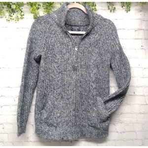 Abercrombie & Fitch | Chunky Knit Collared Grey Zip Up Sweater Cardigan Size XS